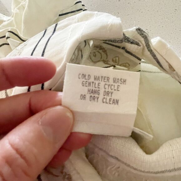 Donna Capozzi Kids 3T Dress Beige Woven Collared Baby Doll Dress Velvet Pinafore - Picture 10 of 14